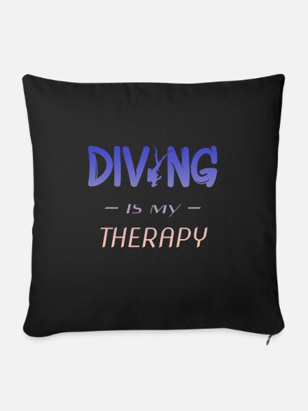 Diving Tauchen Taucher - Sofakissenbezug 45 x 45 cm - Schwarz