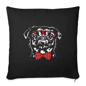 PETIT BRABANCON Hund Brille Hunde Wilsigns - Sofakissenbezug 45 x 45 cm - Schwarz - Vorne