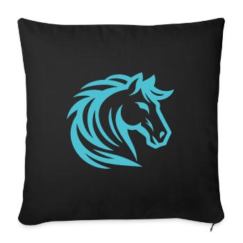 Blue Horse Design for the Horse & Equestrian Fan - Sofa pillowcase 17,3'' x 17,3'' (45 x 45 cm) - black - Front