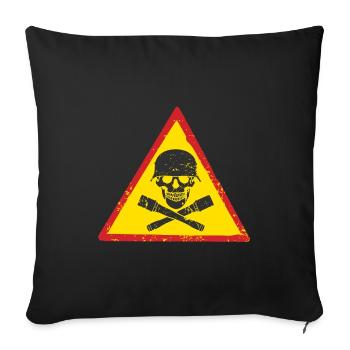SCHÄDEL KRIEGSHELM GRANATE DEUTSCH - Sofakissenbezug 45 x 45 cm - Schwarz - Vorne