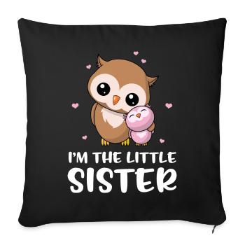 Je suis la petite soeur - petite soeur chouette - Housse de coussin décorative 45 x 45 cm - noir - Devant
