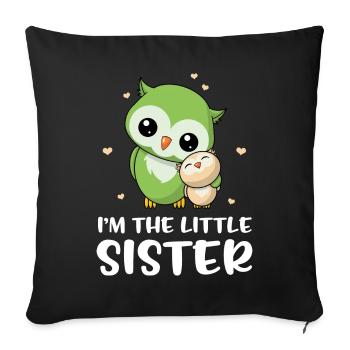 Je suis la petite soeur - petite soeur chouette - Housse de coussin décorative 45 x 45 cm - noir - Devant