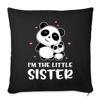 Je suis la petite soeur - Petite soeur panda - Housse de coussin décorative 45 x 45 cm - noir - Devant