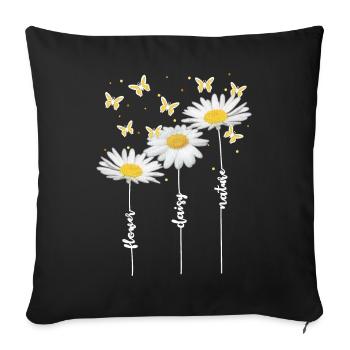 Daisies, flowers, summer - Sofa pillowcase 17,3'' x 17,3'' (45 x 45 cm) - black - Front