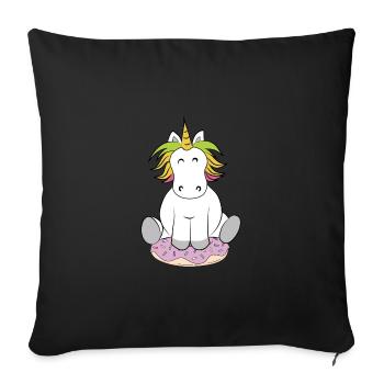 Unicorn Donut Dino Doughnut Kids Glazed Sweets - Sofa pillowcase 17,3'' x 17,3'' (45 x 45 cm) - black - Front