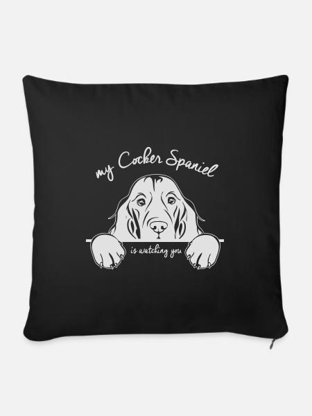 COCKER SPANIEL watching Wilsigns Hunde Hund - Sofakissenbezug 45 x 45 cm - Schwarz