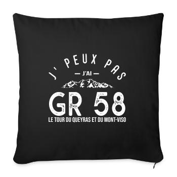 J'peux pas j'ai GR 58 sport randonnée Queyras - Housse de coussin décorative 45 x 45 cm - noir - Devant