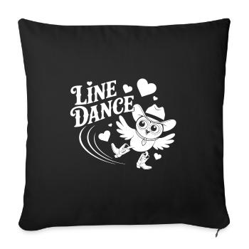 Line Dance Owl Funny Owl with Stetson and Boots - Sofa pillowcase 17,3'' x 17,3'' (45 x 45 cm) - black - Front