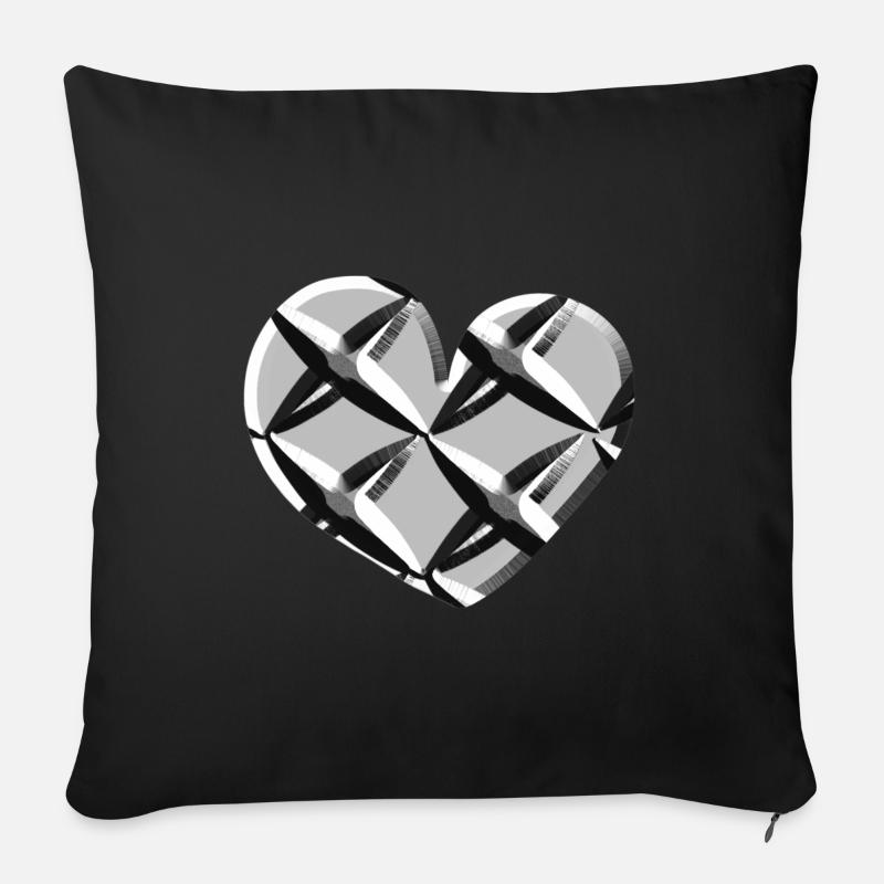 grey heart net pattern caught - Sofa pillowcase 17,3'' x 17,3'' (45 x 45 cm) - black
