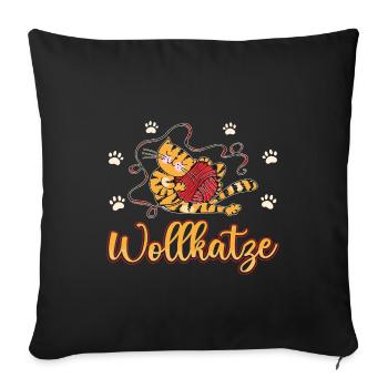 Stricken Wolle Katze Häkeln Strickerin - Sofakissenbezug 45 x 45 cm - Schwarz - Vorne
