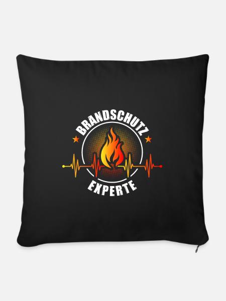 Brandschutz Experte Herzschlag - Sofakissenbezug 45 x 45 cm - Schwarz
