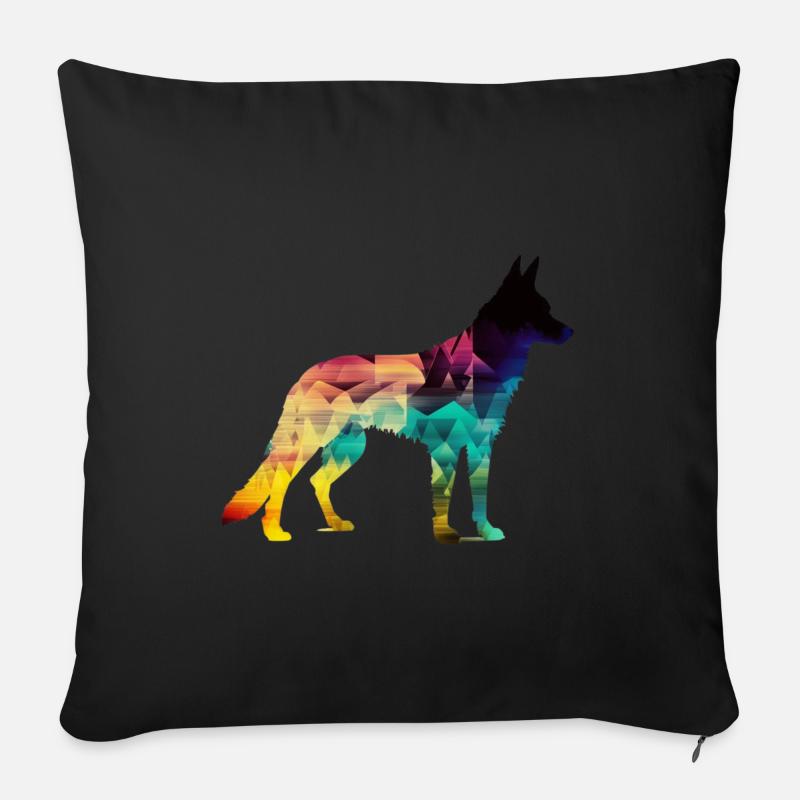 Schöner Hund - Bunter Hund - Sofakissenbezug 45 x 45 cm - Schwarz