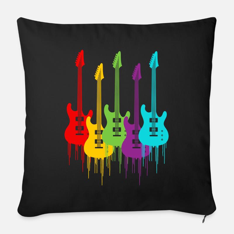 Guitares électriques colorées - Housse de coussin décorative 45 x 45 cm - noir