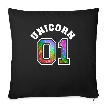 Unicorn 01 Rainbow Glitter - Sofakissenbezug 45 x 45 cm - Schwarz - Vorne