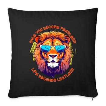 Once You Become Fearless - Life Becomes Limitless - Sofa pillowcase 17,3'' x 17,3'' (45 x 45 cm) - black - Front