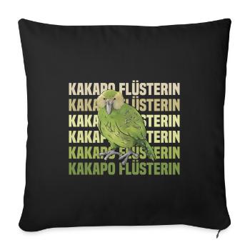 Kakapo Flüsterin Retro Papagei - Sofakissenbezug 45 x 45 cm - Schwarz - Vorne