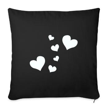 hearts pattern heart symbols - Sofa pillowcase 17,3'' x 17,3'' (45 x 45 cm) - black - Front