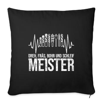 Fräser Zerspanungsmechaniker Herzschlag - Sofakissenbezug 45 x 45 cm - Schwarz - Vorne