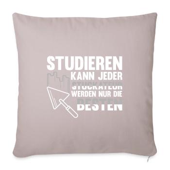 Stuckateur Verputzer Spachtel Gipser - Sofakissenbezug 45 x 45 cm - helles Taupe - Vorne