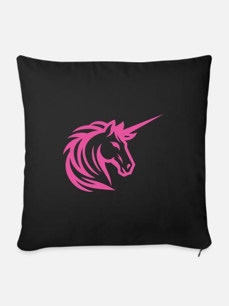 Rosa Einhorn " Pink Unicorn Design" - Sofakissenbezug 45 x 45 cm - Schwarz