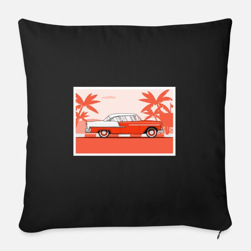Vintage Auto Rot - Sofakissenbezug 45 x 45 cm - Schwarz