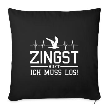 Zingst ruft Herzschlag Ostsee Möwe - Sofakissenbezug 45 x 45 cm - Schwarz - Vorne