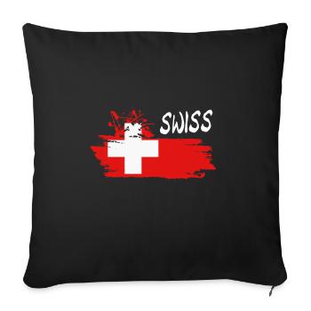 Swiss Schweiz - Sofakissenbezug 45 x 45 cm - Schwarz - Vorne