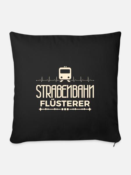 Straßenbahnflüsterer Herzschlag Straßenbahnfahrer - Sofakissenbezug 45 x 45 cm - Schwarz
