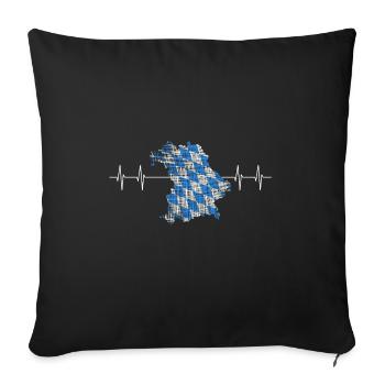 Bayern, Oberbayern, Herz für Bayern, Minga - Sofakissenbezug 45 x 45 cm - Schwarz - Vorne