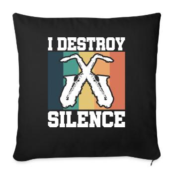 Jazz Saxophone funny - Sofa pillowcase 17,3'' x 17,3'' (45 x 45 cm) - black - Front