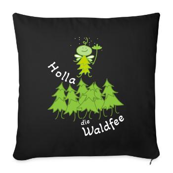 Lustige Fee im Wald Waldfee - Sofakissenbezug 45 x 45 cm - Schwarz - Vorne