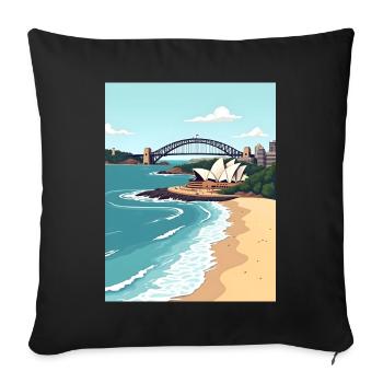 Sydney Highlights: Opera House, Harbour Bridge - Sofakissenbezug 45 x 45 cm - Schwarz - Vorne