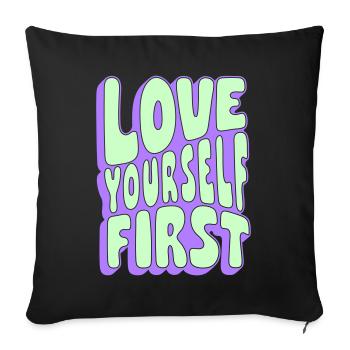 Aimez-vous d’abord - Housse de coussin décorative 45 x 45 cm - noir - Devant