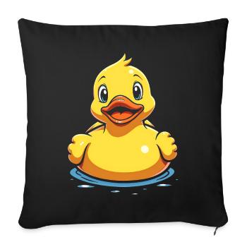 Canard en caoutchouc canard en caoutchouc jaune baignade dans l’eau - Housse de coussin décorative 45 x 45 cm - noir - Devant
