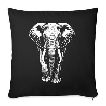 Elephant - Big Game, Tusk, Ivory - Sofa pillowcase 17,3'' x 17,3'' (45 x 45 cm) - black - Front