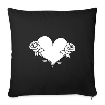 Rose Flower Heart Shape Symbol Flowers - Sofa pillowcase 17,3'' x 17,3'' (45 x 45 cm) - black - Front