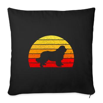T-shirt Chien Terre-Neuve - Retro Sunrise - Housse de coussin décorative 45 x 45 cm - noir - Devant
