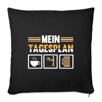Fräser Zerspanungsmechaniker Tagesplan - Sofakissenbezug 45 x 45 cm - Schwarz - Vorne