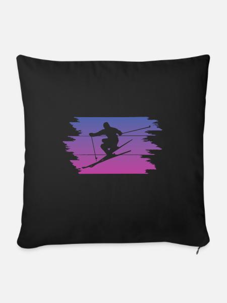 Skifahren Ski Skiing - Sofakissenbezug 45 x 45 cm - Schwarz
