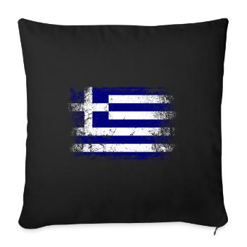Grèce Drapeau grec Vintage - Housse de coussin décorative 45 x 45 cm - noir - Devant