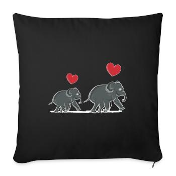 elephant family mother baby heart animal symbol - Sofa pillowcase 17,3'' x 17,3'' (45 x 45 cm) - black - Front