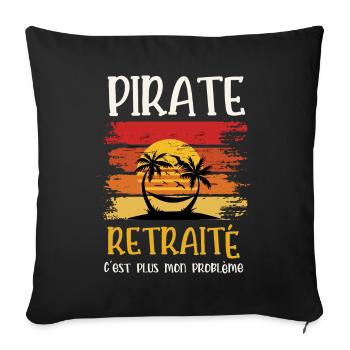 pirate retraité - Housse de coussin décorative 45 x 45 cm - noir - Devant