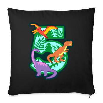 Dinosaures 5ème fête d’anniversaire numéro 5 - 5 ans - Housse de coussin décorative 45 x 45 cm - noir - Devant
