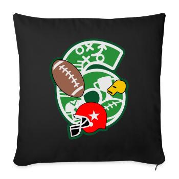 Football 6th birthday party number 6 - 6 years - Sofa pillowcase 17,3'' x 17,3'' (45 x 45 cm) - black - Front