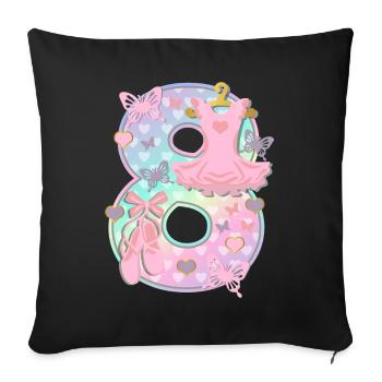 Ballerina 8. Geburtstagsparty Nummer 8 - 8 Jahre - Sofakissenbezug 45 x 45 cm - Schwarz - Vorne