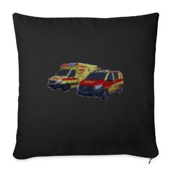 RTW Rettungsdienst Krankenwagen Einsatz Alarm KTW - Sofakissenbezug 45 x 45 cm - Schwarz - Vorne