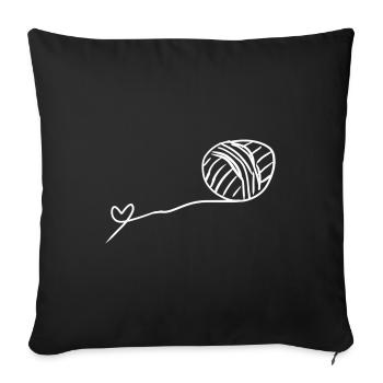 wool heart line symbol thread love - Sofa pillowcase 17,3'' x 17,3'' (45 x 45 cm) - black - Front