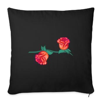 Red plants line flower rose branch natural - Sofa pillowcase 17,3'' x 17,3'' (45 x 45 cm) - black - Front