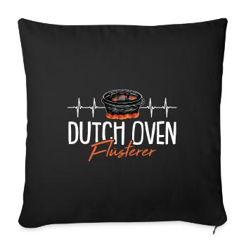 Dutch Oven Flüsterer Herzschlag Dopfen BBQ - Sofakissenbezug 45 x 45 cm - Schwarz - Vorne