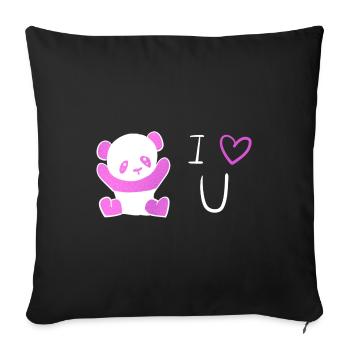 pink panda I love you - Sofa pillowcase 17,3'' x 17,3'' (45 x 45 cm) - black - Front